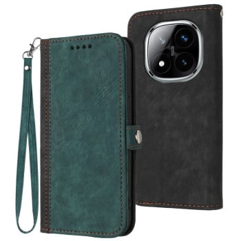 Чохол-книжка Side Buckle Double Fold Hand Strap Leather для Xiaomi Redmi Note 14 Pro+ 5G - зелений