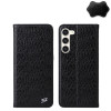 Кожаный чехол-книжка Fierre Shann Crocodile Texture Magnetic Genuine Leather для Samsung Galaxy S24 5G - черный