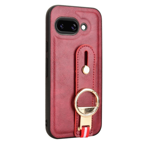 Противоударный чехол Wristband Leather Back для Google Pixel 9a - красный
