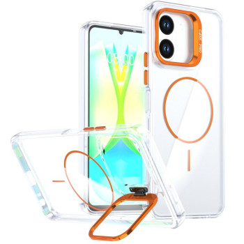 Прозорий чохол Bright Color Clear з MagSafe і рамкою камери на Tecno Spark Go 3 — оранжевий