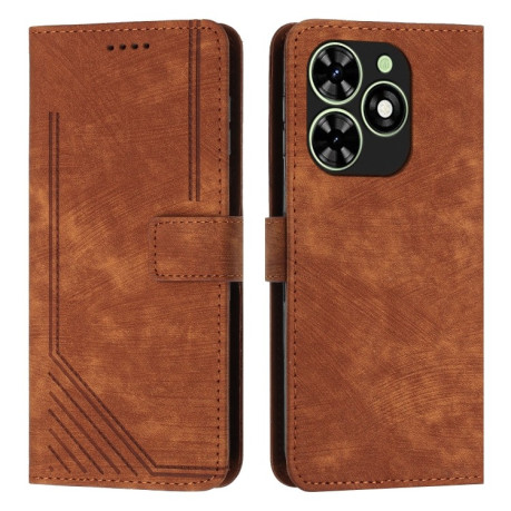 Чехол-книжка Skin Feel Stripe Pattern для Infinix Smart 8 - коричневый