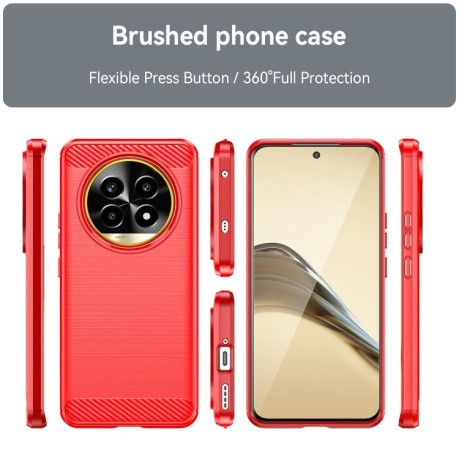 Протиударний чохол Brushed Texture Carbon Fiber на Realme 13 Pro+ 5G - червоний