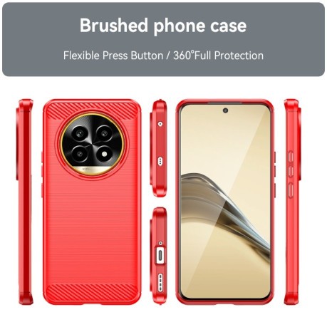 Протиударний чохол Brushed Texture Carbon Fiber на Realme 13 Pro 5G - червоний
