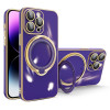Противоударный чехол Multifunction Electroplating MagSafe Holder для iPhone 15 Pro Max - фиолетовый