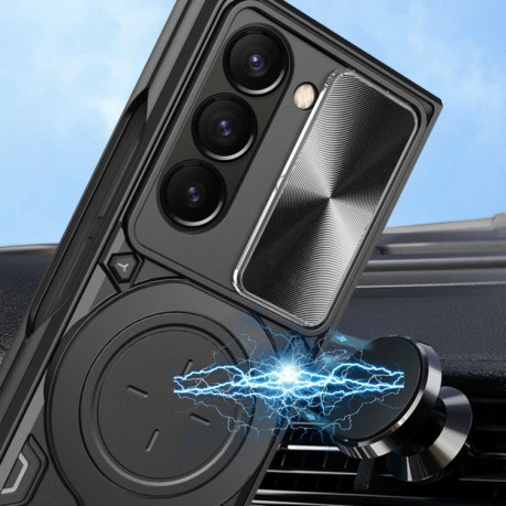 Противоударный чехол CD Texture Sliding Camshield Magnetic Holder на Samsung Galaxy Fold 7 5G - розовый
