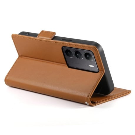 Чохол-книжка Side Buckle Magnetic Frosted Leather на Realme C75 / Realme 14x - коричневий