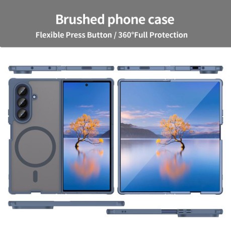 Противоударный чехол Fan Dun Series TPU Hybrid PC Frosted Magsafe для Samsung Galaxy Fold 7 5G - синий