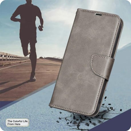 Чехол-книжка Lambskin Texture Pure Color на Xiaomi Redmi 15C 5G/4G EU 173mm/Poco C85 5G - серый