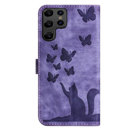 Чохол-книжка Cat Embossing Pattern для Samsung Galaxy S25 Ultra 5G - фіолетовий