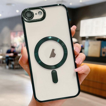 Противоударный чехол Electroplating (Magsafe) для iPhone 16e - зеленый