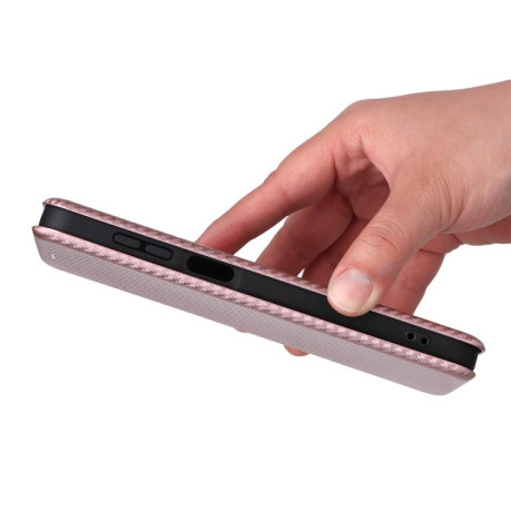 Чехол-книжка Carbon Fiber Texture на Samsung Galaxy M16 5G / F16 5G - розовый