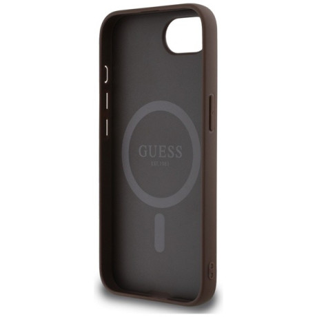Оригинальный чехол Guess 4G Ring Classic MagSafe для iPhone 16e - Brown