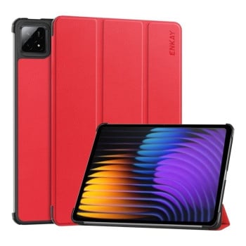 Чохол ENKAY Tri-fold Custer Texture Leather Smart для Xiaomi Pad 7/7 Pro - червоний