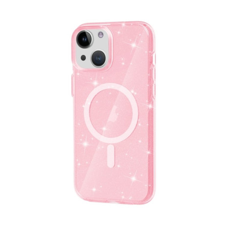 Противоударный чехол Terminator Style Glitter для iPhone 15 Plus - розовый
