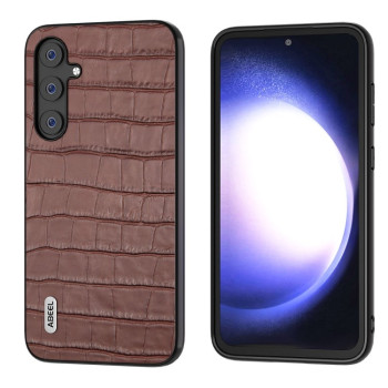 Протиударний чохол ABEEL Crocodile Texture Genuine Leather для Samsung Galaxy S23 FE 5G - коричневий