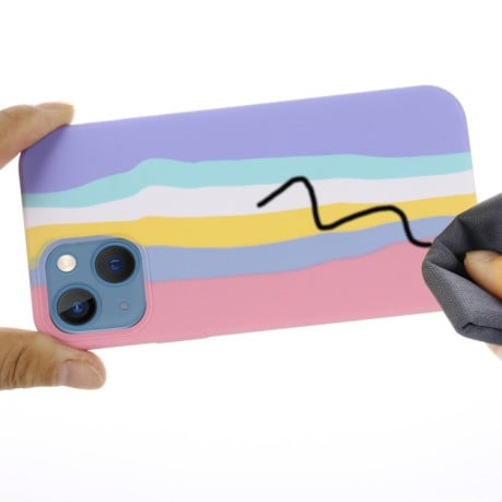 Силіконовий чохол Rainbow Liquid Silicone для iPhone 15-рожевий