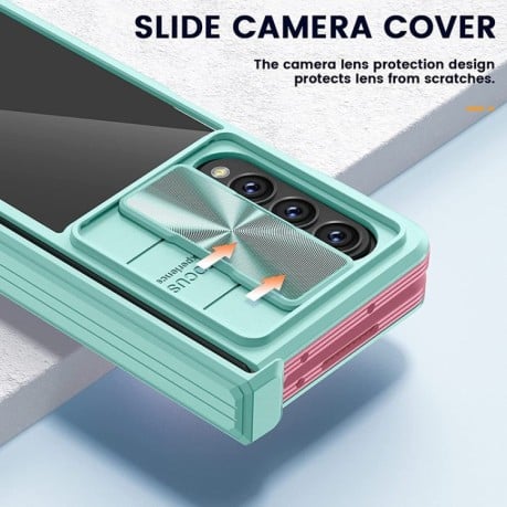 Противоударный чехол 360 Full Body Sliding Camshield для Samsung Galaxy Fold4 - серо-зеленый