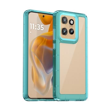 Противоударный чехол  Colorful Acrylic Series с цветной силиконовой боковиной на Motorola Edge 50 Neo - синий