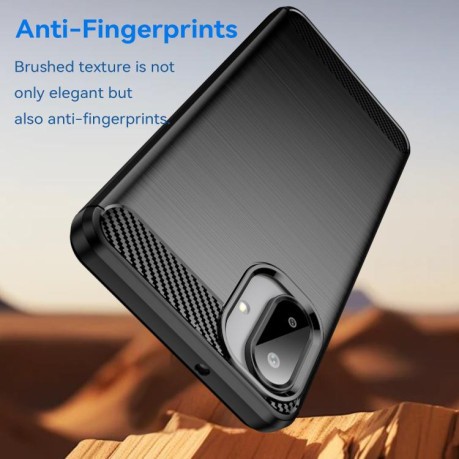 Противоударный чехол Brushed Texture Carbon Fiber на Samsung Galaxy A07 4G - черный