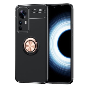 Ударозахисний чохол Metal Ring Holder 360 Degree Rotating на Xiaomi Redmi K50 Ultra / 12T / 12T Pro - чорно-рожеве золото