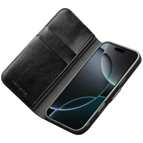Чехол-книжка QIALINO Classic 103 Buckle с натуральной кожи на iPhone 17 - черный