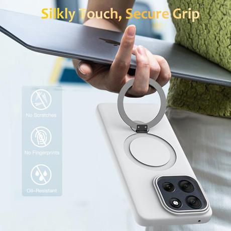 Гібридний чохол Escase з кільцем-тримачем і MagSafe на Motorola Edge 70 Pro / 70 Pro+ — білий