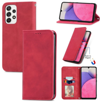 Чехол-книжка в стиле Retro мягкое покрытие Skin Feel деловой дизайн на Samsung Galaxy A33 5G - красный