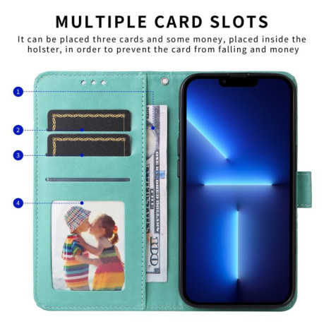 Чехол-книжка Embossed Sunflower для OPPO Reno13 Pro Global - зеленый