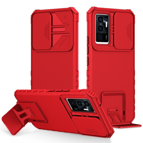 Противоударный чехол Stereoscopic Holder Sliding для Vivo V23e / S10e 5G - красный
