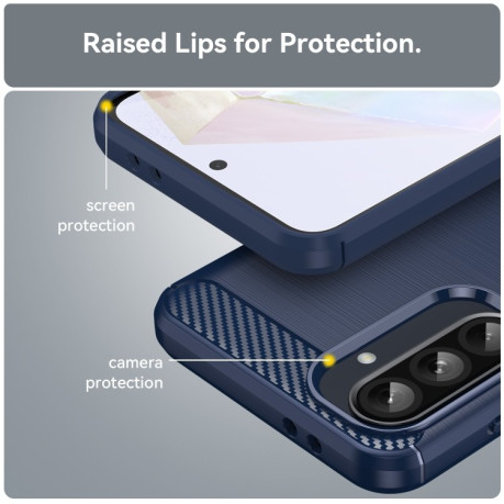 Протиударний чохол Brushed Texture Carbon Fiber  для Samsung Galaxy A36 5G - синій