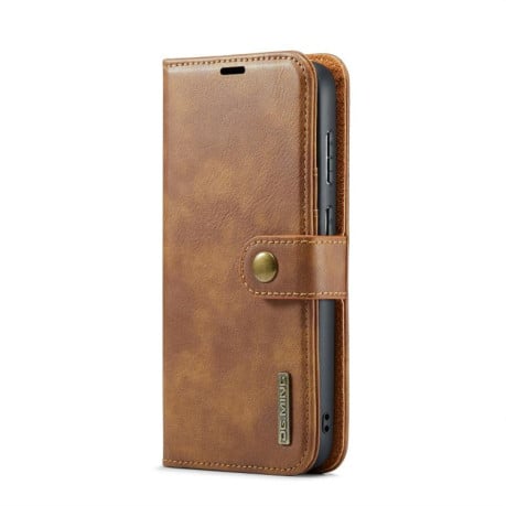 Чохол-книжка DG.MING з фактурою Crazy Horse на Samsung Galaxy S25 FE 5G - коричневий