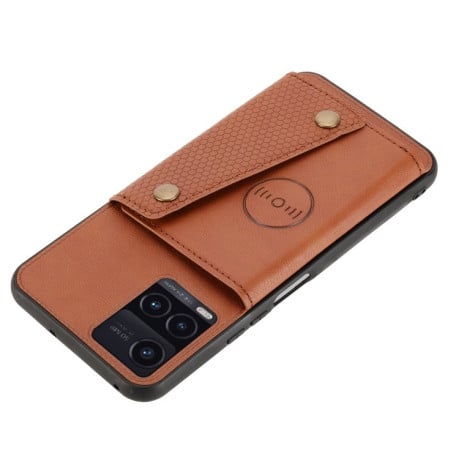 Противоударный чехол Double Buckle для Vivo Y33s - коричневый