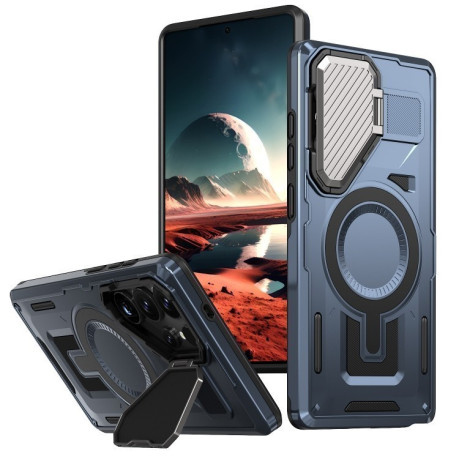 Противоударный чехол Shield Frame Holder MagSafe для Samsung Galaxy S25 Ultra 5G - синий