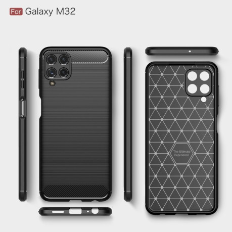 Чохол Brushed Texture Carbon Fiber на Samsung Galaxy M32/A22 4G - чорний