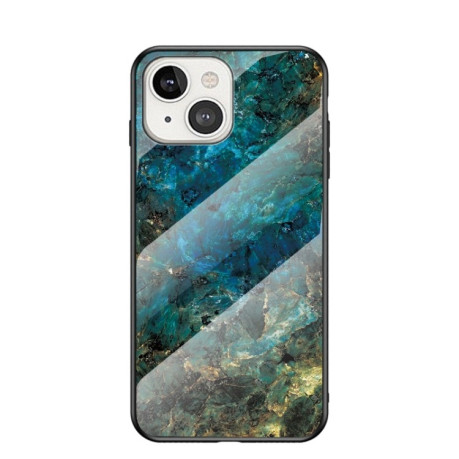 Стеклянный чехол Marble Pattern для iPhone 14/13 - Emerald