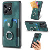 Чехол Retro Skin-feel Ring Multi-card Wallet для Realme C53/C51 - зеленый