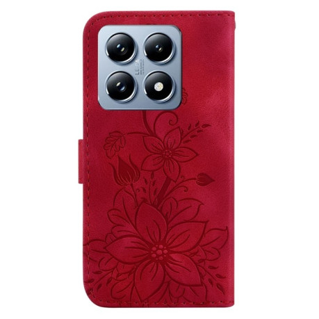 Чехол-книжка Lily Embossed Leather для Xiaomi 14T Pro - красный