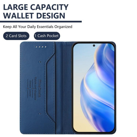 Чехол-книжка RC01 Dual-Folded Magnetic Suction RFID Leather на Xiaomi Redmi Note 14 Pro 4G - синий
