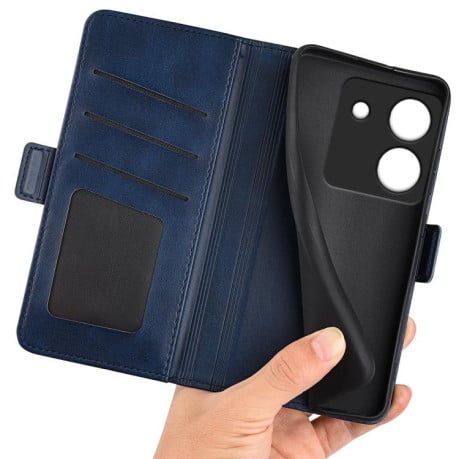 Чехол-книжка Dual-side Magnetic Buckle для Xiaomi Poco M7 Pro 5G - синий
