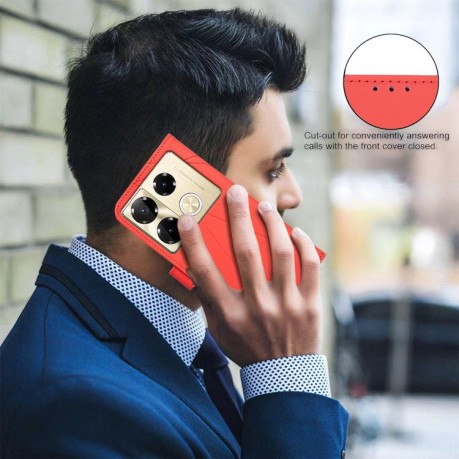 Чехол-книжка Geometric Pattern RFID Leather для Infinix Note 40 Pro 4G / 40 Pro+ 5G - красный