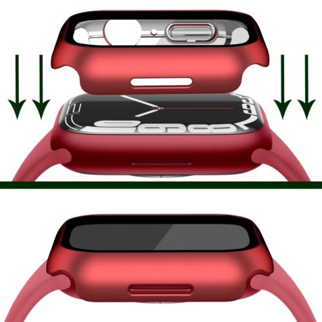 Протиударна накладка із захисним склом Electroplating Matte для Apple Watch Series 8/7 45mm - червона
