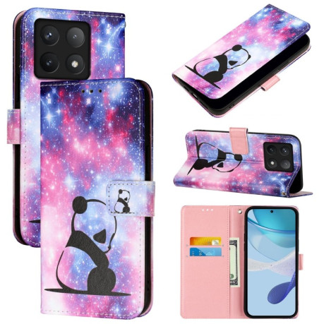 Чохол-книжка Colored Drawing Pattern Plain Weave Leather для Xiaomi 14T Pro - Panda