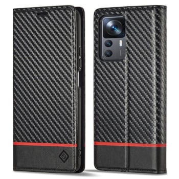 Чохол-книжка LC.IMEEKE Carbon Fiber для Xiaomi 12T/12T Pro - Horizontal Black