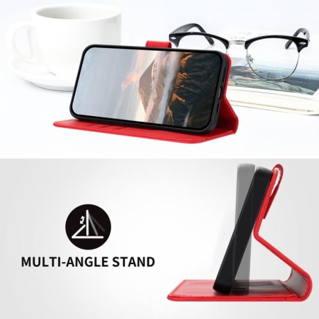 Чохол-книжка Triangle Pattern Buckle Clasp Leather на Xiaomi Redmi Note 14 Pro 4G - червоний