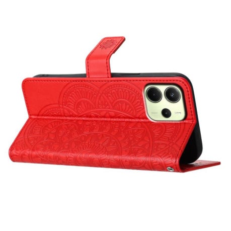 Чохол-книжка Flower Embossed Leather на Xiaomi Redmi Note 14 4G 164.48mm - червоний