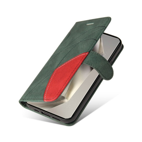 Чехол-книжка CaseNeo Splicing Dual Magnetic Buckle Leather для Samsung Galaxy S25 Ultra 5G - зеленый