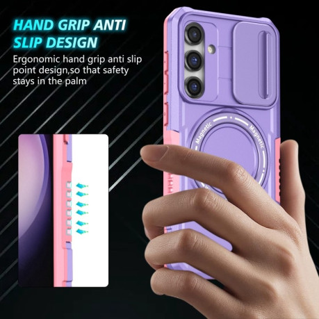 Протиударний чохол Sliding Camshield Magsafe Holder Samsung Galaxy S23 FE 5G - рожево-фіолетовий