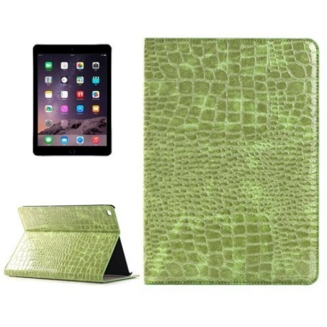 Кожаный Чехол Crocodile Texture Horizontal Flip зеленый для iPad Air 2