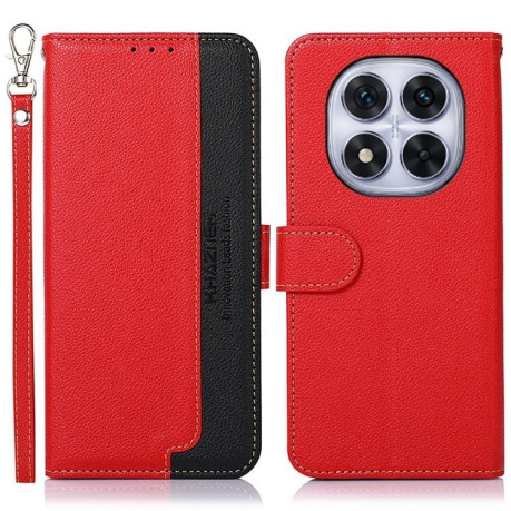 Чехол-книжка KHAZNEH Litchi Texture для Xiaomi Redmi Note 14 Pro 4G / 14 Pro+ 5G - красный