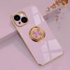 Противоударный чехол 6D Electroplating Full Coverage with Magnetic Ring для  iPhone 14 Plus - фиолетовый